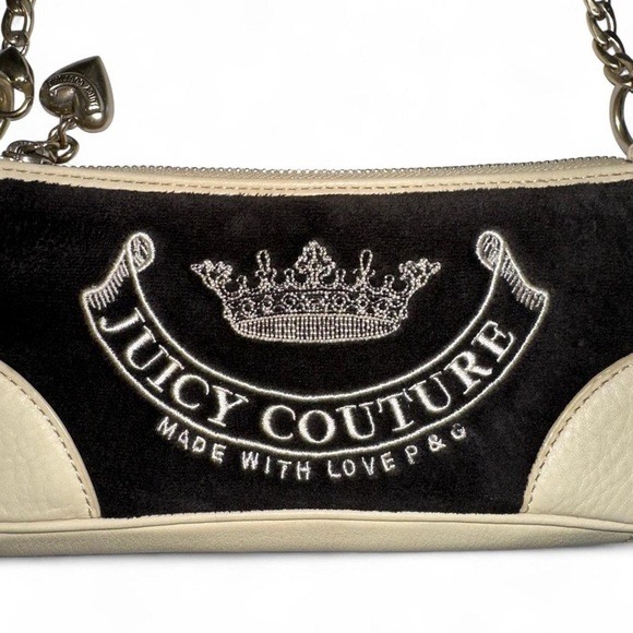 Juicy Couture Vintage Velour Mini Shoulder Bag Baguette Brown Y2K Rare - Picture 7 of 8
